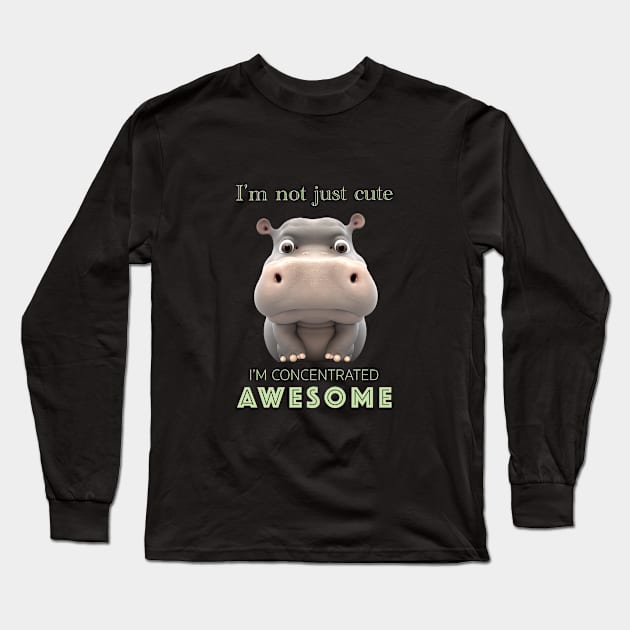 Hippo Concentrated Awesome Cute Adorable Funny Quote Long Sleeve T-Shirt by Cubebox